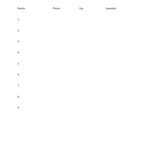 Doctor's List worksheet
